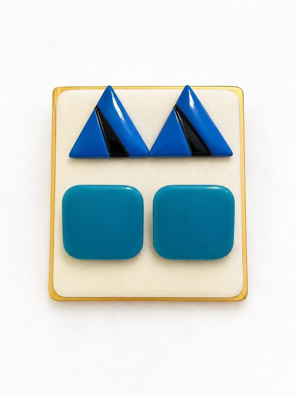 Vintage 80s Geometric Earrings Set Of 2